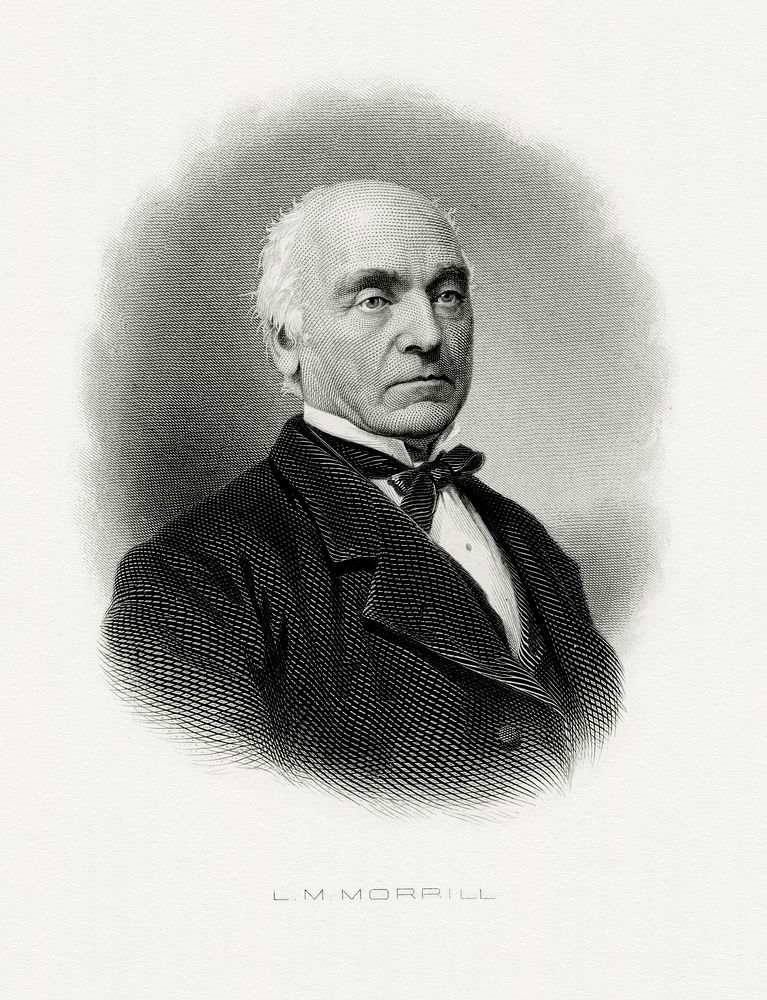 Engraved BEP portrait of U.S. Secretary of the Treasury Lot M. Morrill