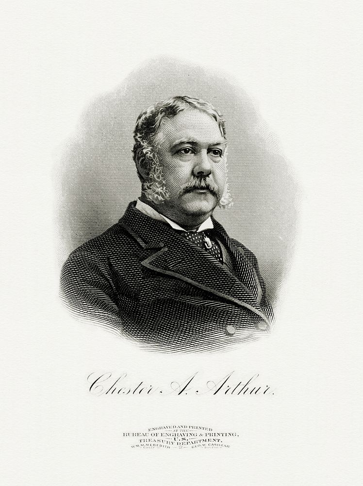 Engraved BEP portrait of U.S. President Chester A. Arthur