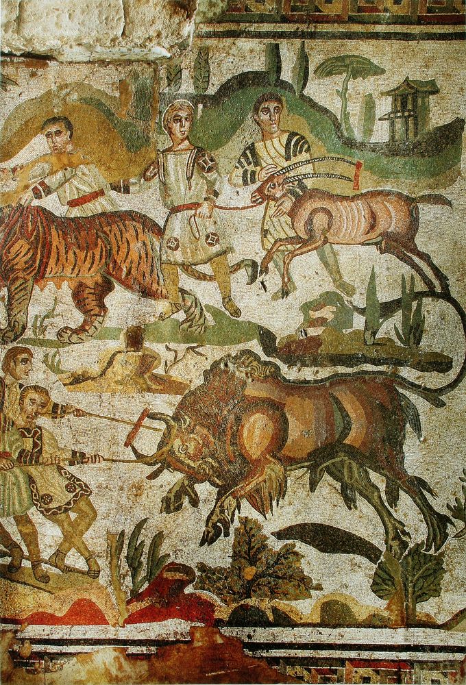 Great Hunt mosaic, Villa del Casale, Piazza Armerina, Sicily, Italy.