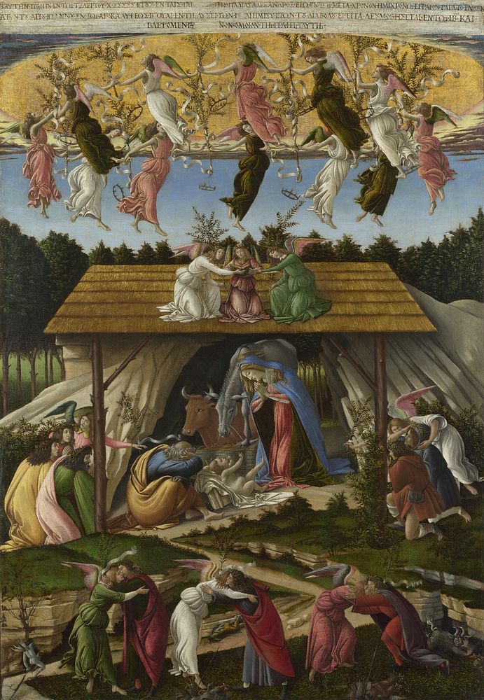 Sandro Botticelli's Mystic Nativity (1500) famous painting.