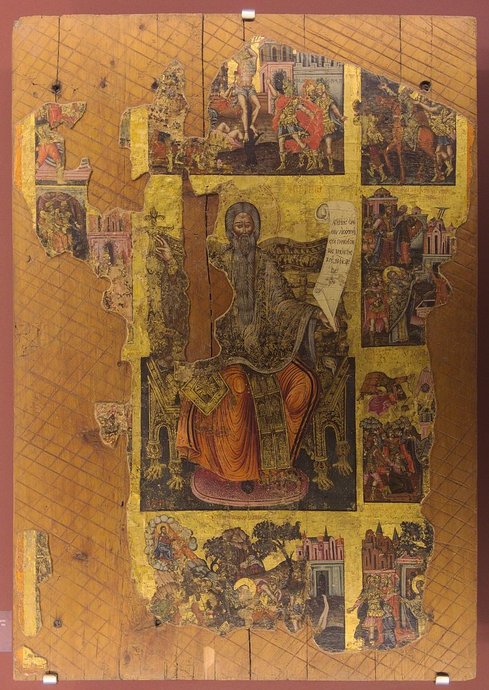 Saint Charalampos and scenes from his life. From the church of Agios Minas and Pantanasa (old cathedral), now part of Agia…