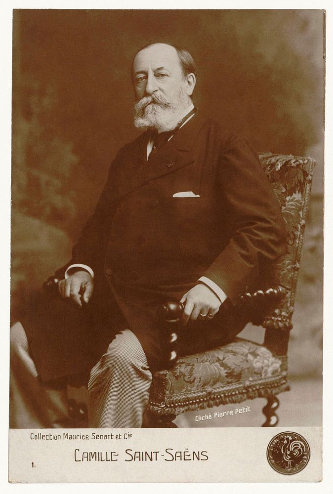 Camille Saint-Saëns photographed by Pierre Petit in 1900.