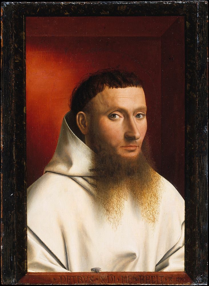 Portrait of a Carthusian (1446), oil on wood by Petrus Christus. Held at the Metropolitan Museum of Art, New York.
