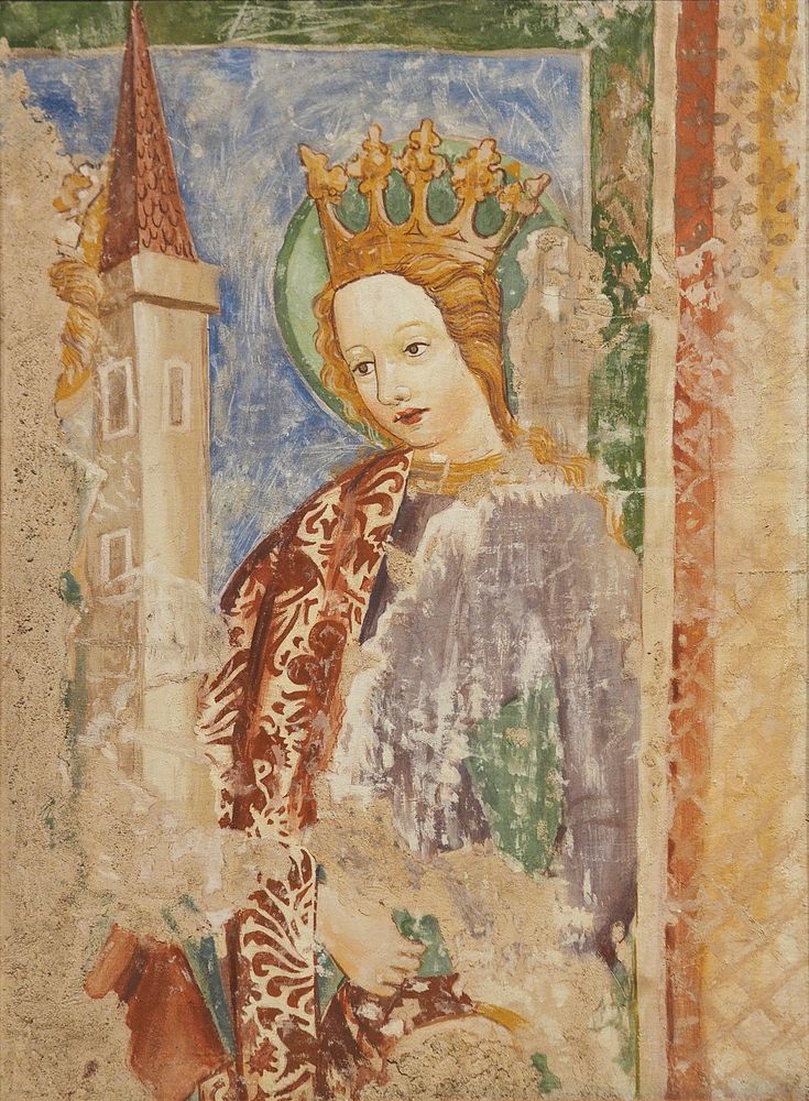 Saint Barbara painting, National Gallery of Slovenia, the copy of church fresco from 1453 in Crngrob, Slovenia. Original by…