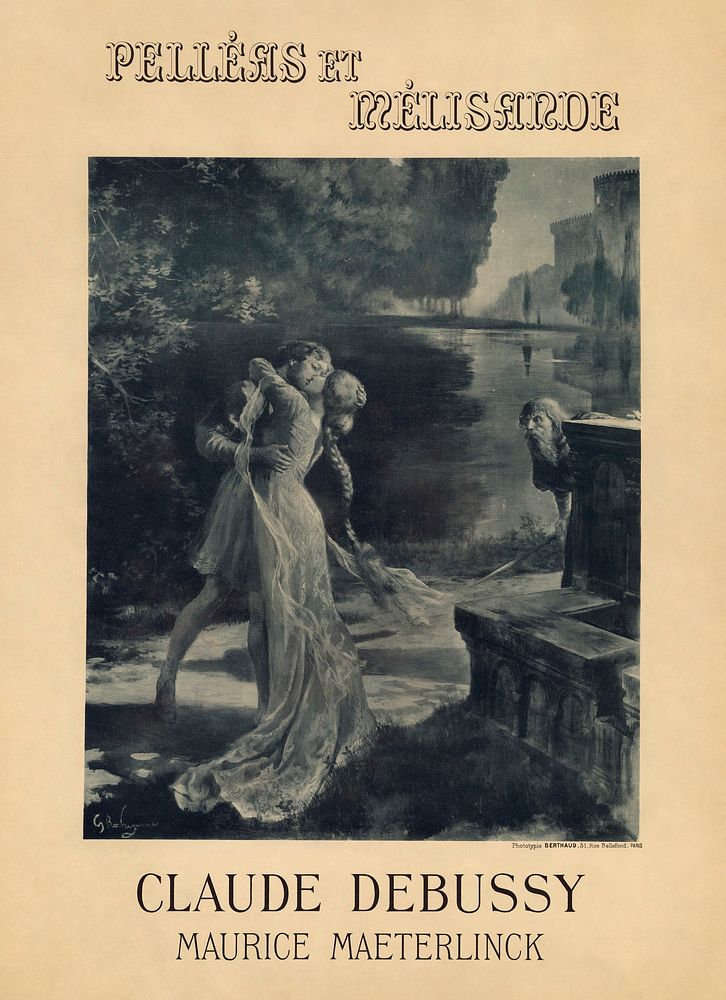Poster for the prèmiere of Claude Debussy and Maurice Maeterlinck's Pelléas et Mélisande at the Théâtre de l'Opéra-Comique…