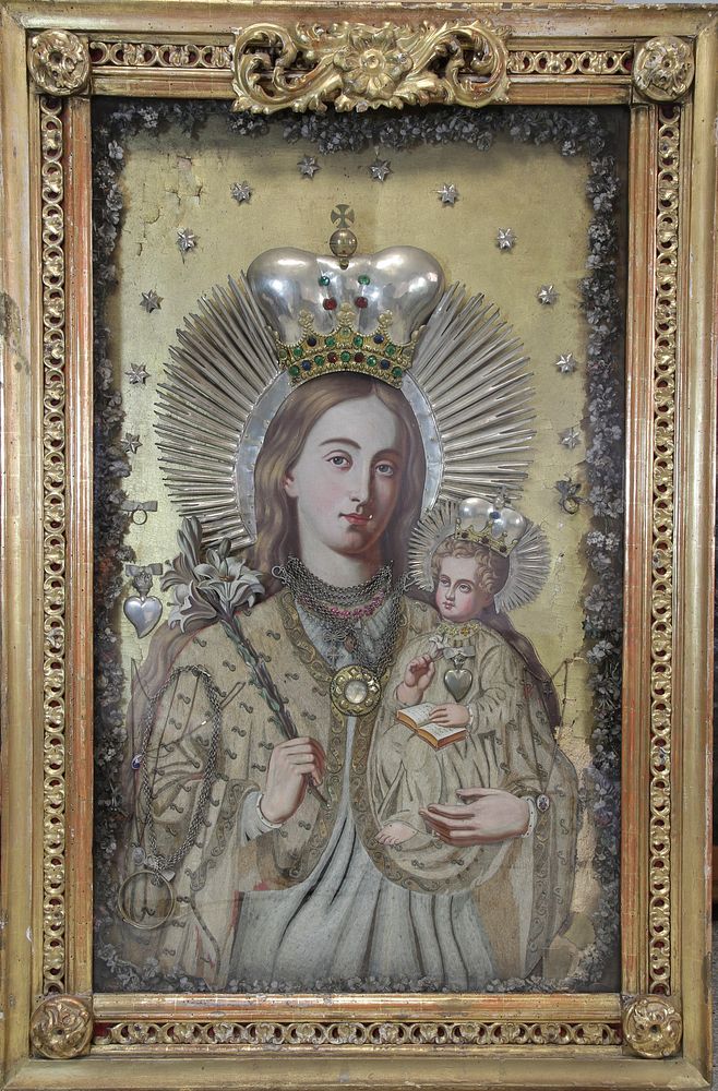 Painting of the Madonna and Child from the St. Laurence's Church in Těrlicko-Kostelec, the state of the painting in the 19th…