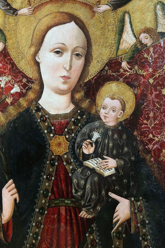 Painting of the Madonna and Child from the St. Laurence's Church in Těrlicko-Kostelec, painting in the form of 1500, detail.