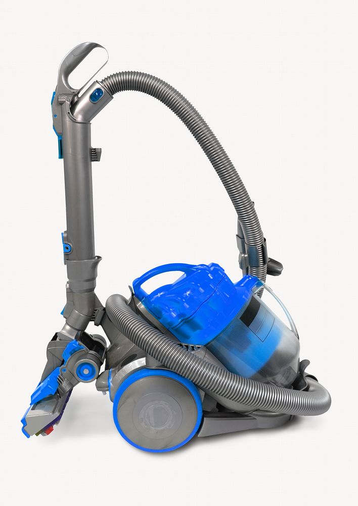 Blue vacuum cleaner, off white design