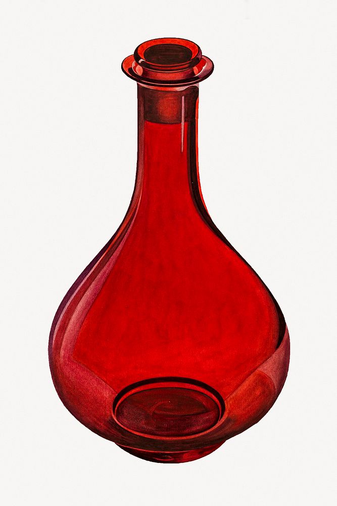 Red vase, isolated object illustration psd