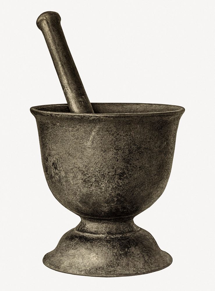 Mortar and pestle, isolated object illustration psd