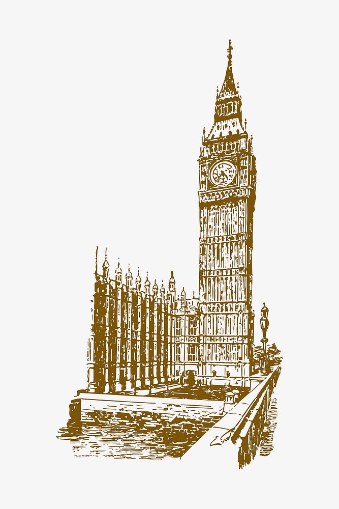 Big Ben collage element, England travel design vector