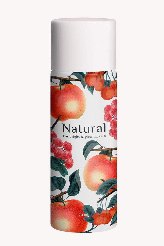 Skincare bottle, floral beauty product packaging design