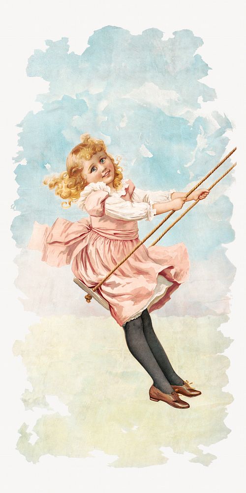 Girl in swing (1894). Original from the Library of Congress. Digitally enhanced by rawpixel.