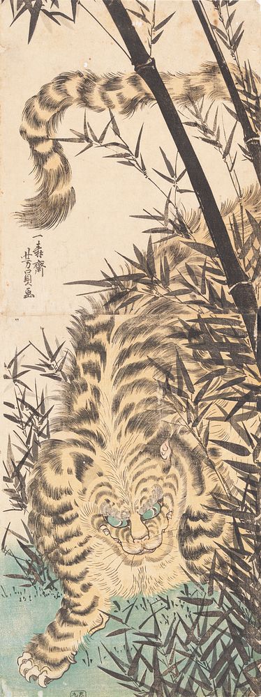 Tiger and Bamboo (1850) in high resolution by Utagawa Yoshikazu. Original from the Los Angeles County Museum of Art.   