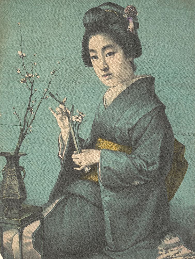Girl with Plum Blossoms (1900). Original public domain image from the MET museum.