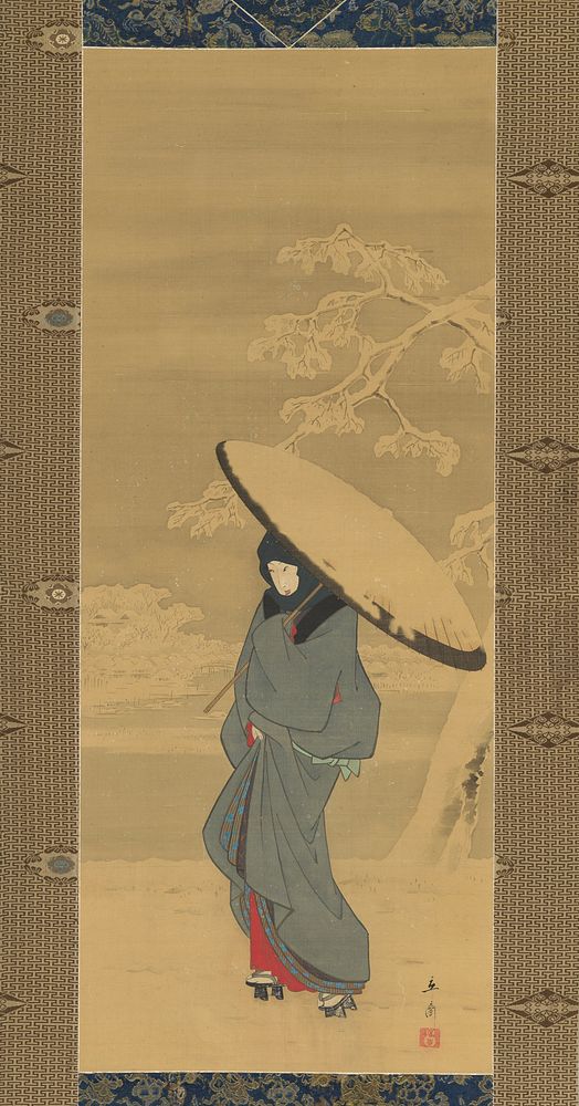 Utagawa Hiroshige (1840 - 1850) Woman Walking in the Snow. Original public domain image from the MET museum.