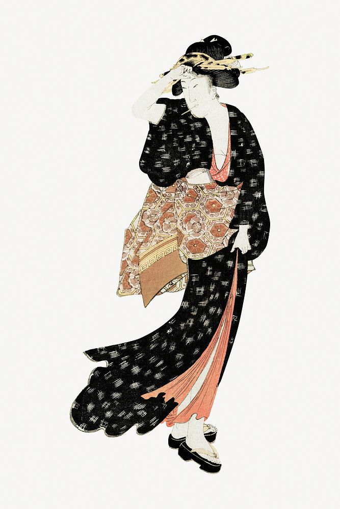 Vintage Japanese woman psd.  Remastered by rawpixel. 