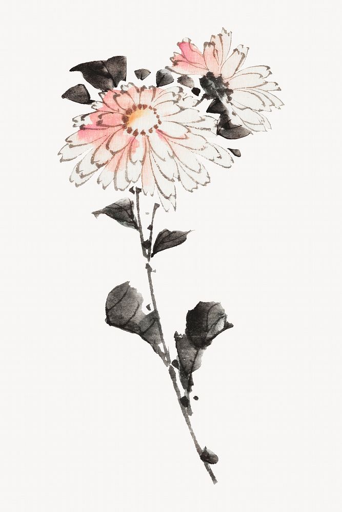Hokusai&rsquo;s pink flower.  Remastered by rawpixel. 