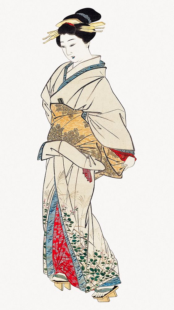 Japanese woman illustration.   Remastered by rawpixel. 