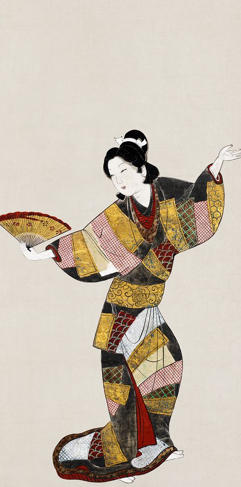 Japanese female dancer (17th century) vintage painting. Original public domain image from The Minneapolis Institute of Art. …