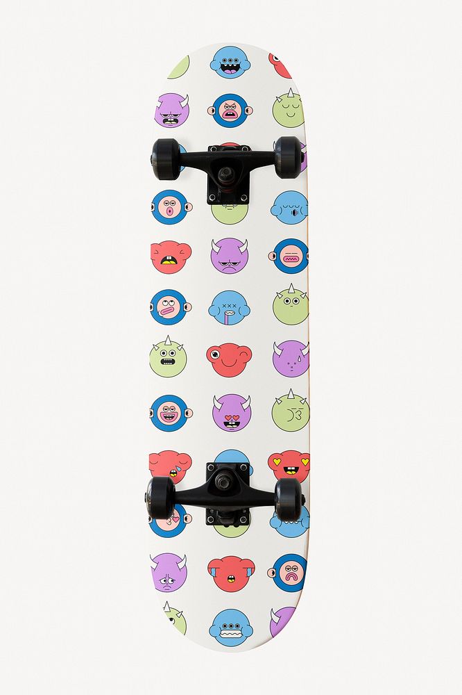 Emoji pattern skateboard mockup, editable design psd