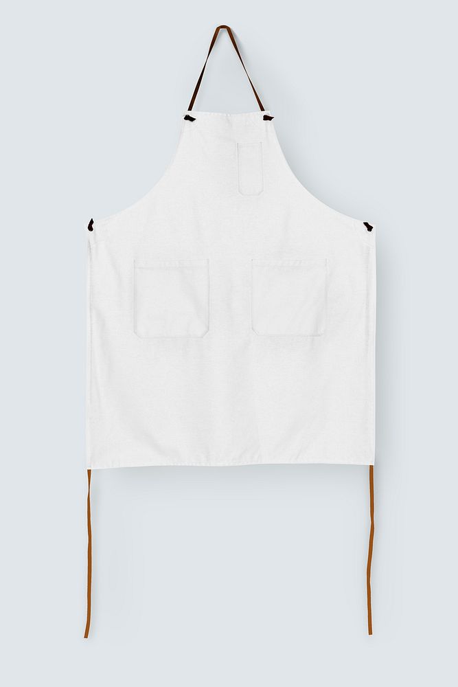 Simple white apron mockup psd with pockets