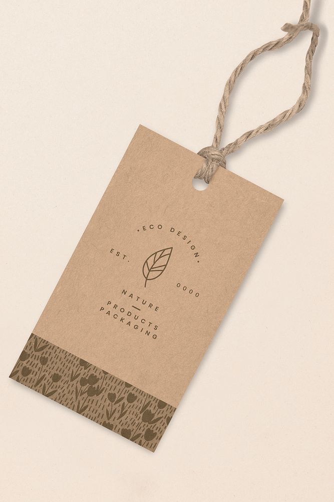 Label mockup psd, organic business branding tag design