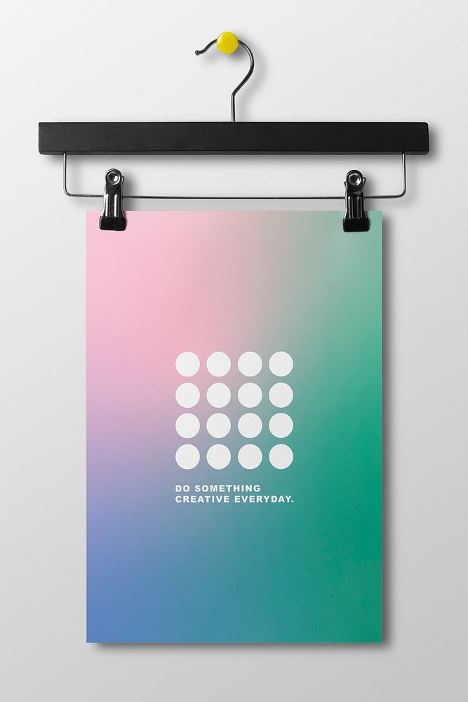 Gradient poster mockup, paper stationery realistic design psd