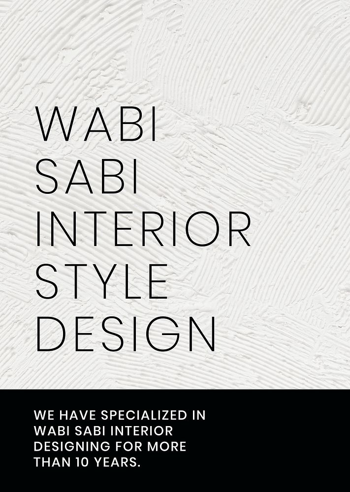 White textured poster template psd with wabi sabi interior style design text