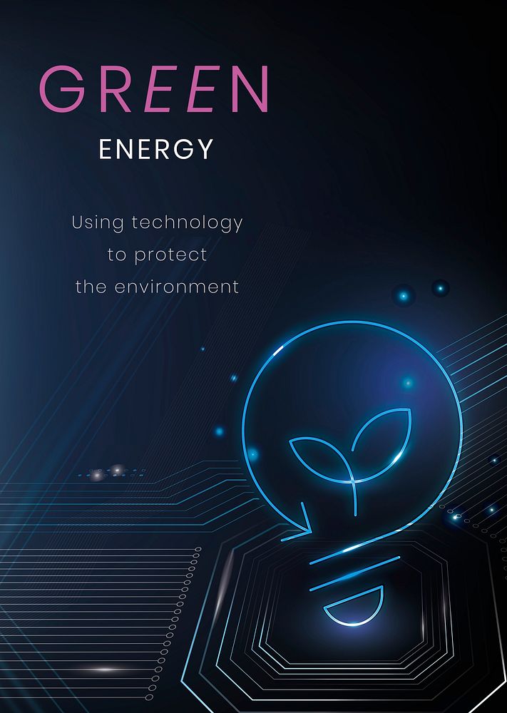 Green energy poster template psd environment technology