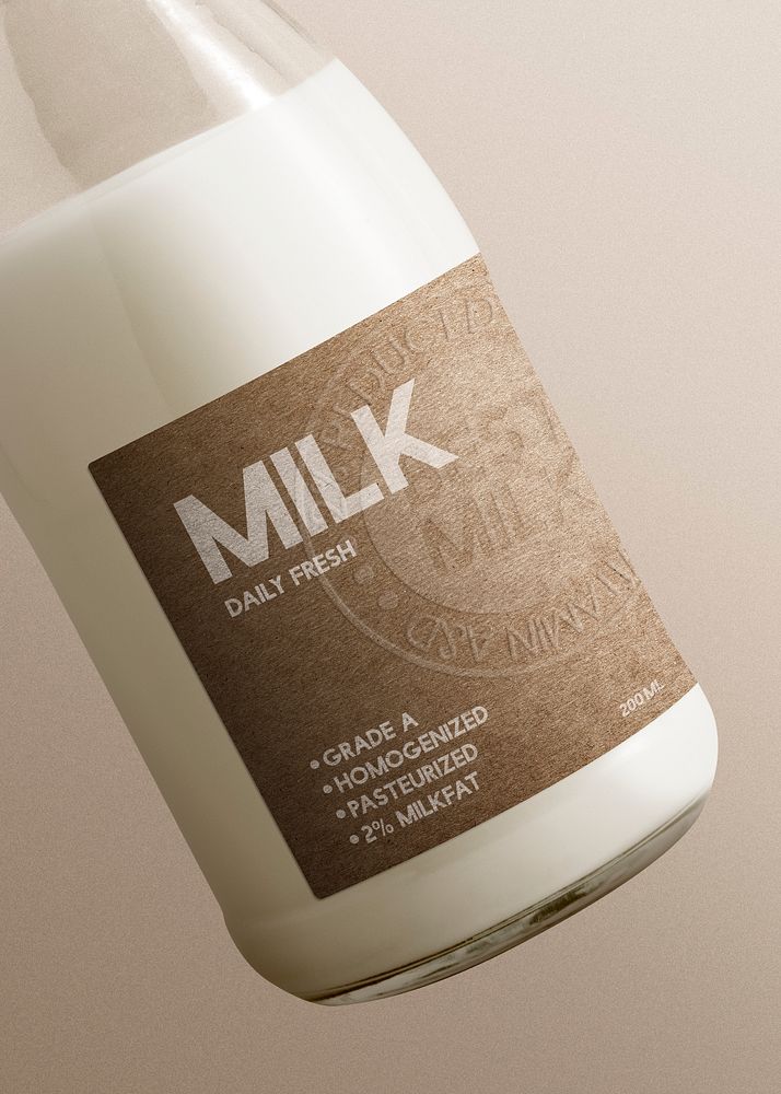 Milk bottle, glass packaging design