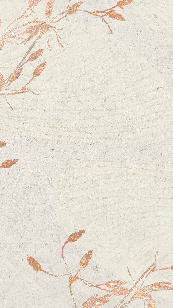 Vintage leaf mobile wallpaper, beige design 