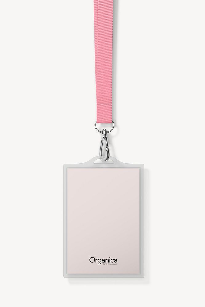 ID card holder mockup, pink 3D rendering design psd