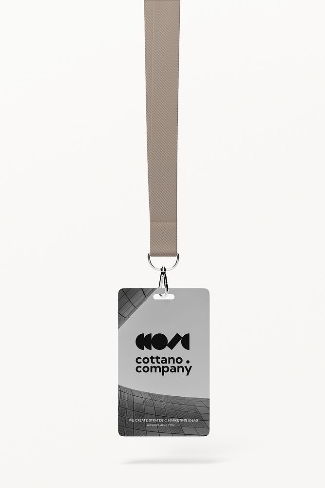 Lanyard card mockup, gray 3D design psd