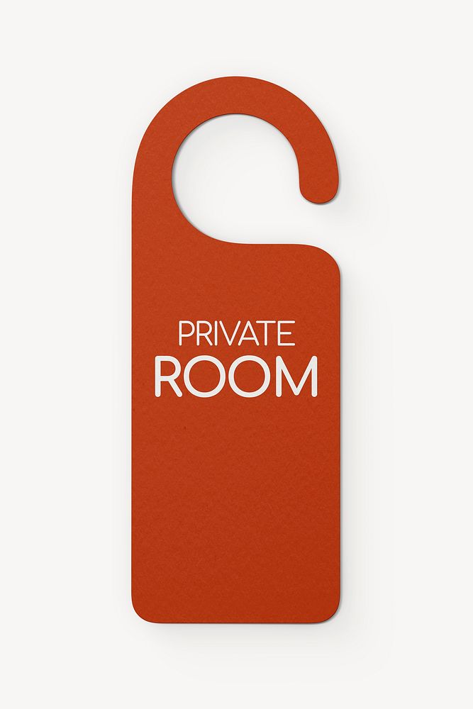 Door tag mockup, red 3D design psd