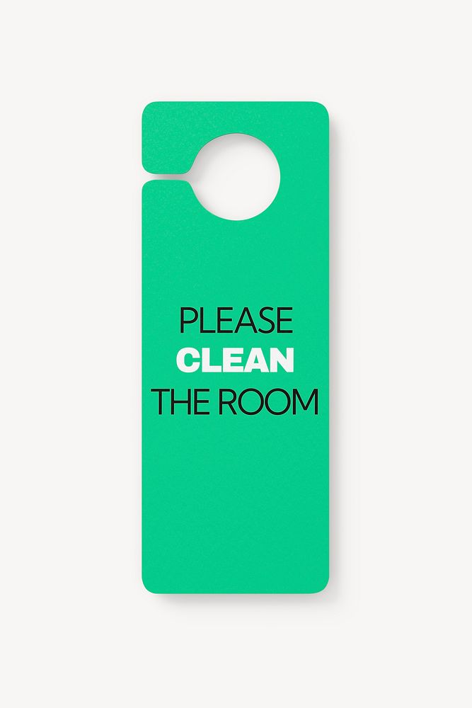 Door hanger mockup, green 3D rendering design psd