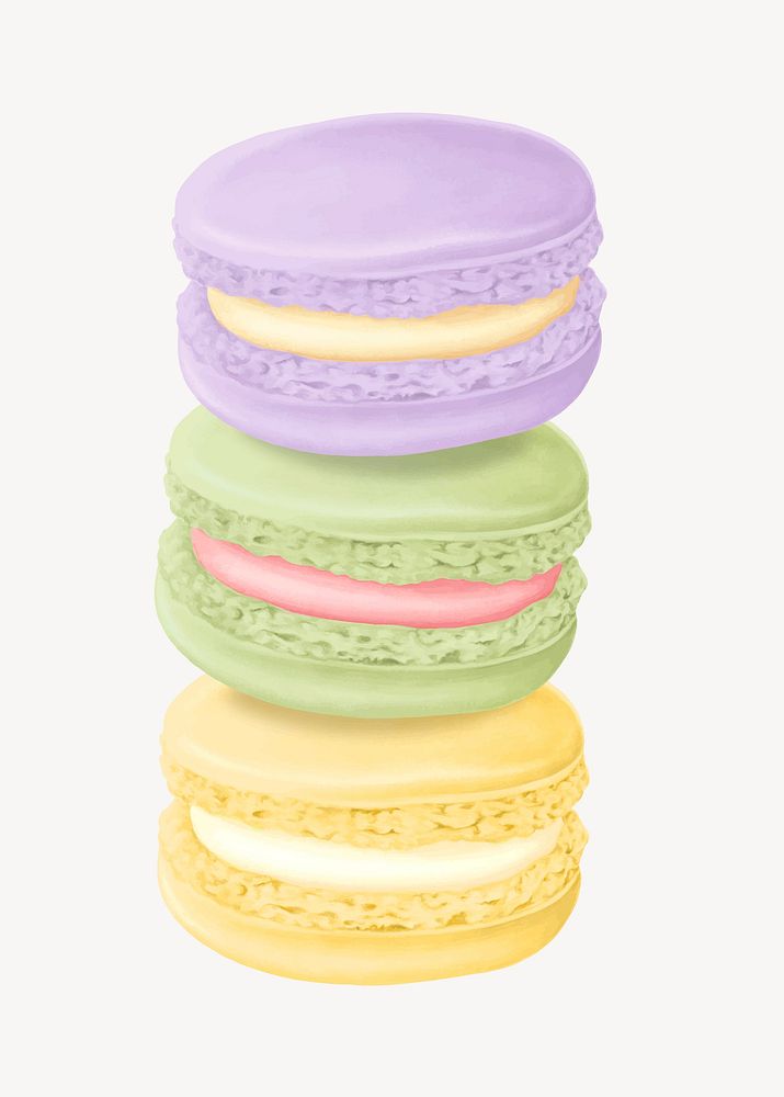 Colorful macaroons, cute dessert illustration vector