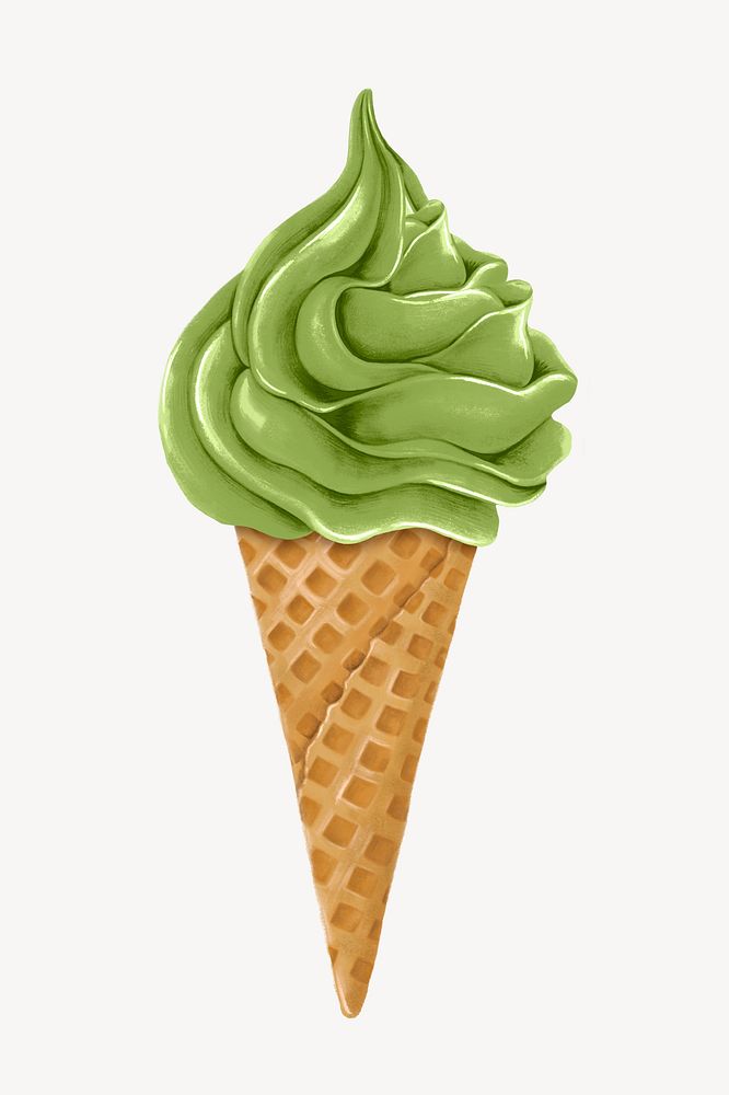 Matcha soft serve, Summer dessert illustration
