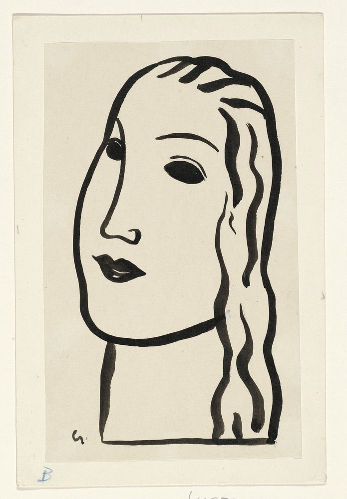Woman's head (1891&ndash;1941) drawing in high resolution by Leo Gestel. Original from The Rijksmuseum. 
