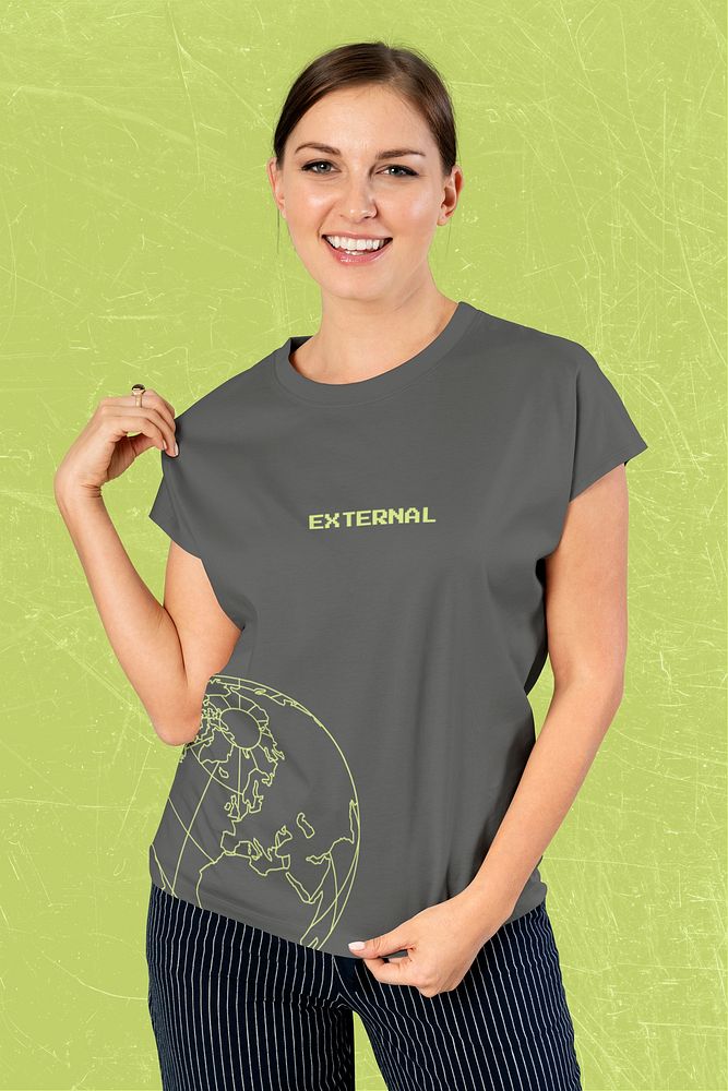 T-shirt mockup, women's apparel design psd