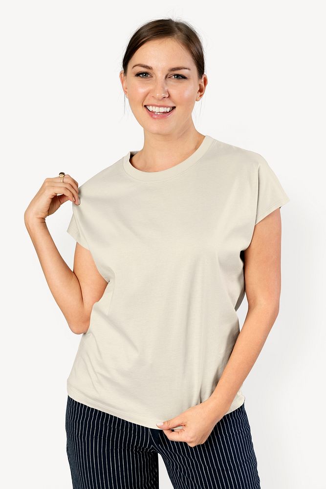 Beige t-shirt, casual apparel with design space
