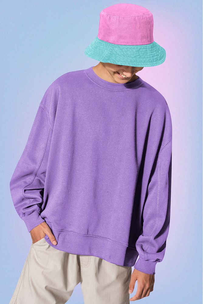 Purple sweater, casual apparel with design space