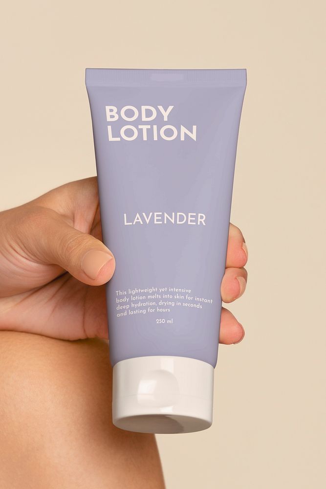 Body lotion tube mockup for moisturized skin psd
