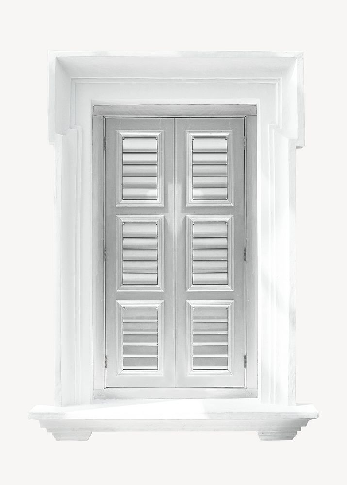 White wooden window, isolated architecture image psd