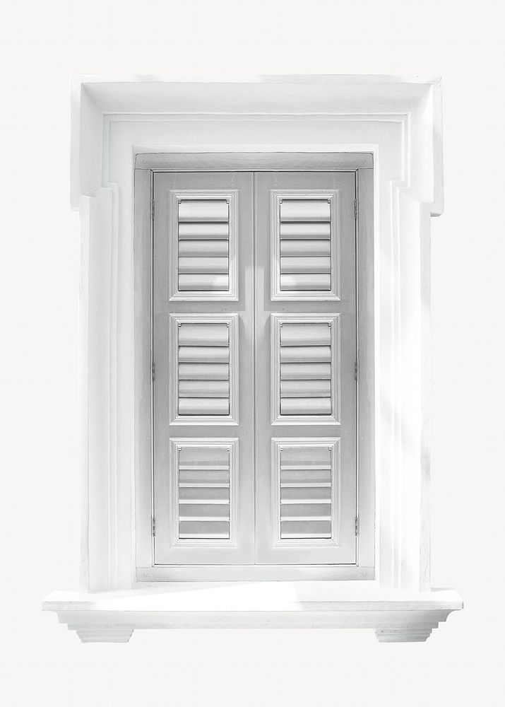 White wooden window, isolated architecture image