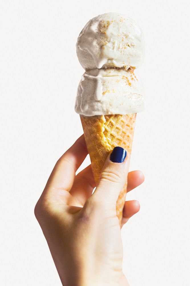 Vanilla ice-cream cone collage element, food design  psd