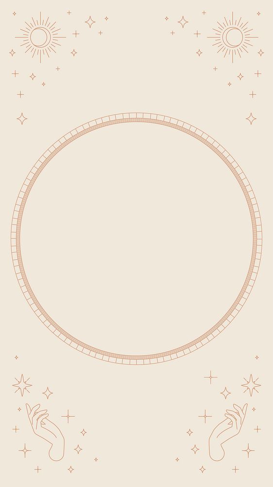 Aesthetic celestial mobile wallpaper, round frame illustration vector
