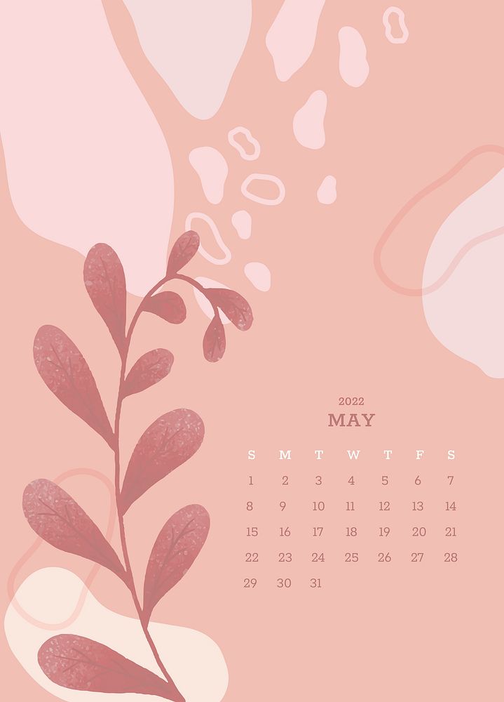 Botanical May monthly editable calendar background psd
