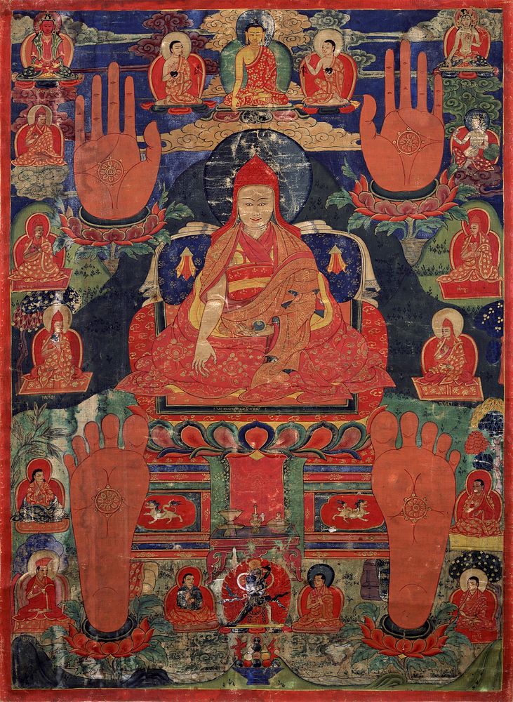 Portrait of Tsuglag Gyatso, the Third Pawo Rinpoche, painting, pigment on cloth (c. 1567-1630)