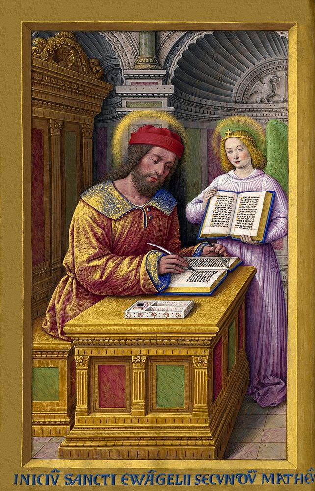 Matthew the Evangelist, miniature from the Grandes Heures of Anne of Brittany, Queen consort of France (1477-1514).